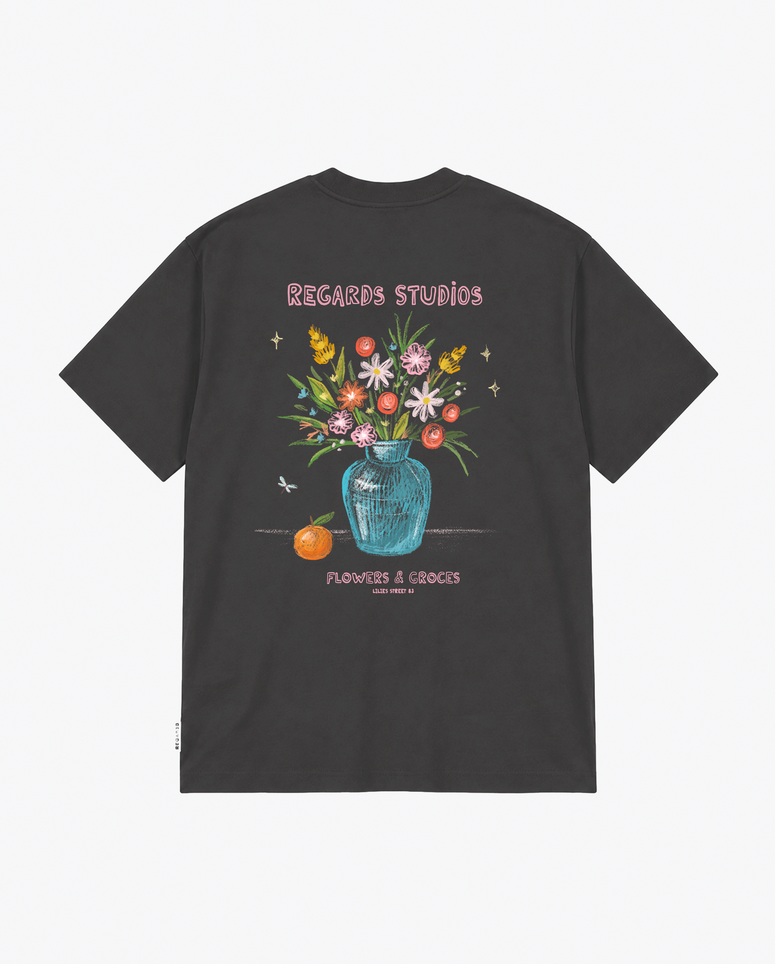 CHALK BOUQUET TEE - ESPRESSO WASHED