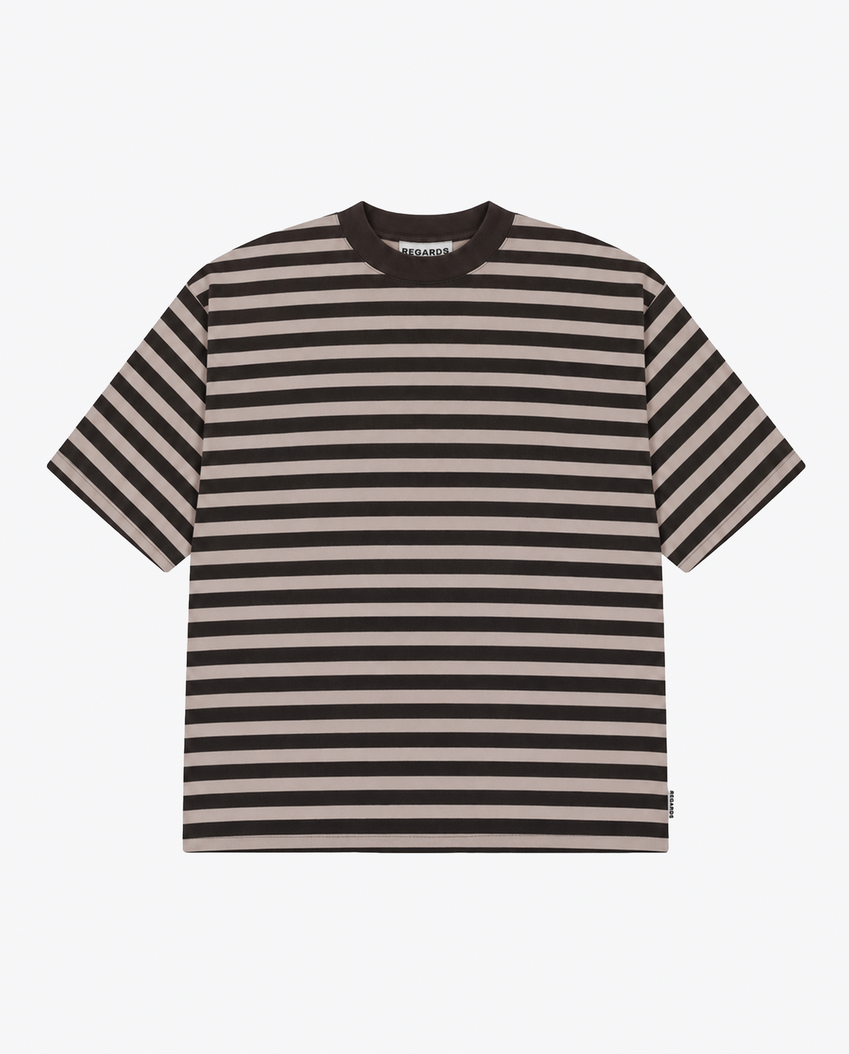 STRIPED OVERSIZE TEE - ESPRESSO/TAUPE