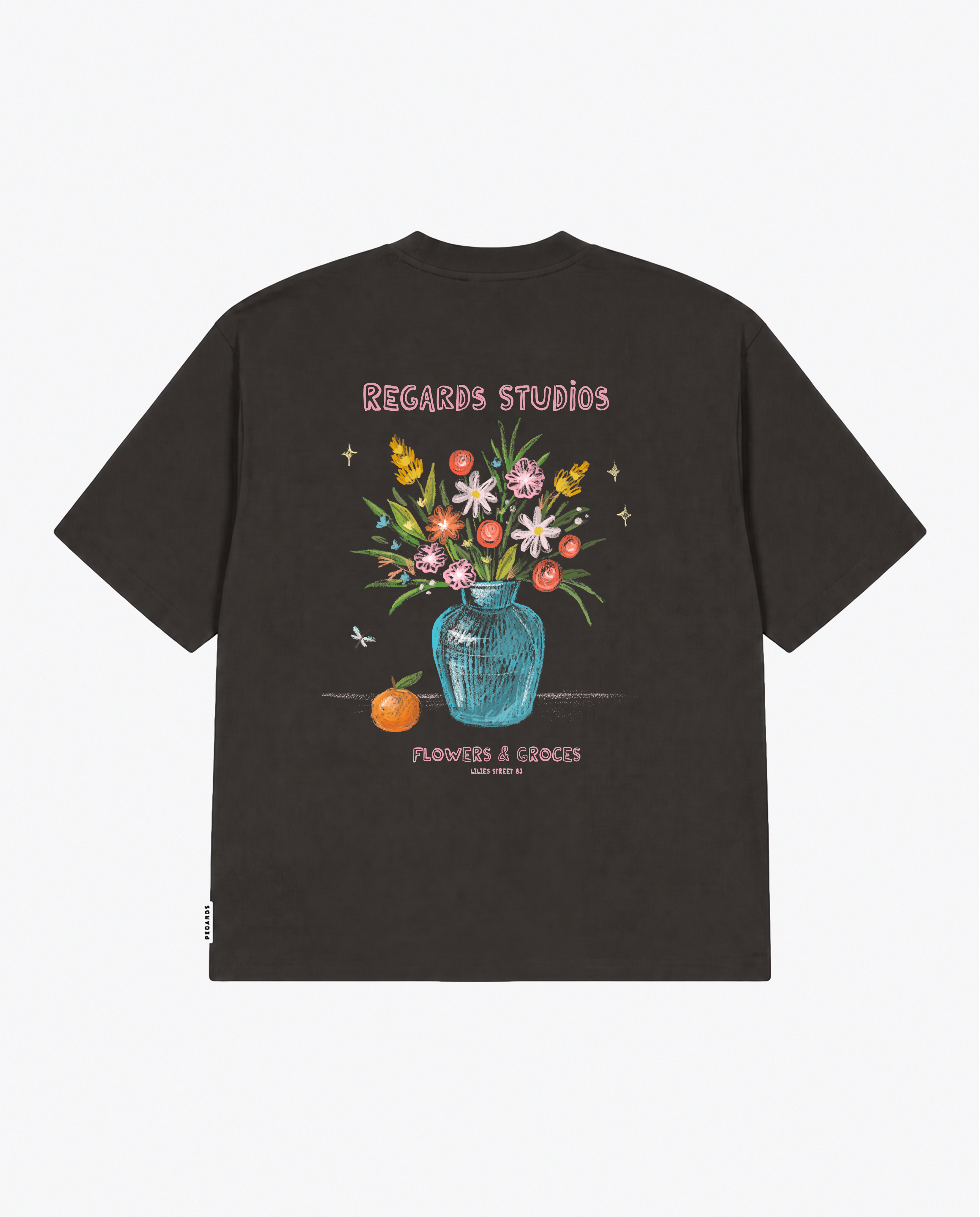 CHALK BOUQUET TEE - ESPRESSO WASHED