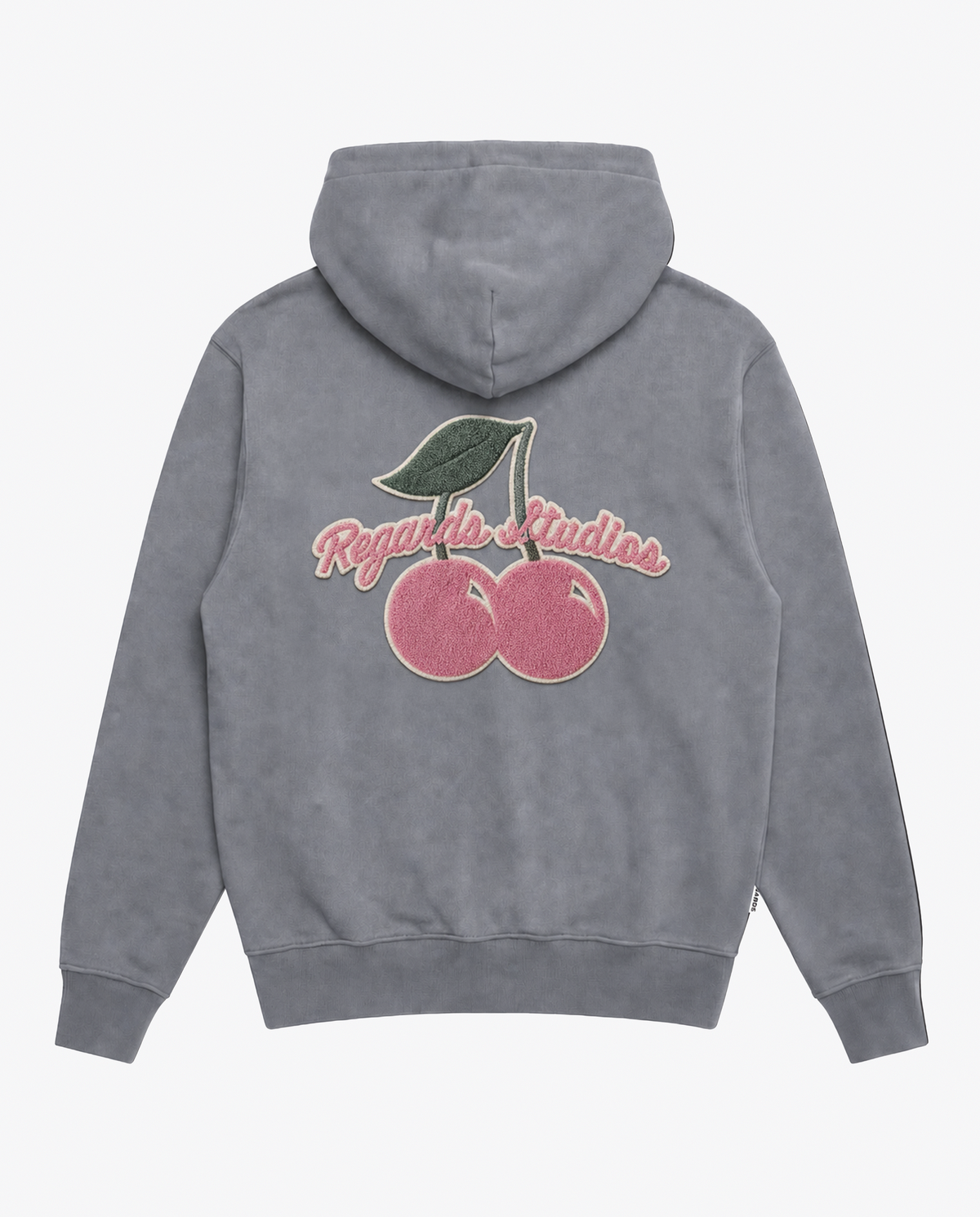 CHENILE CHERRY HOODIE - GREY WASHED