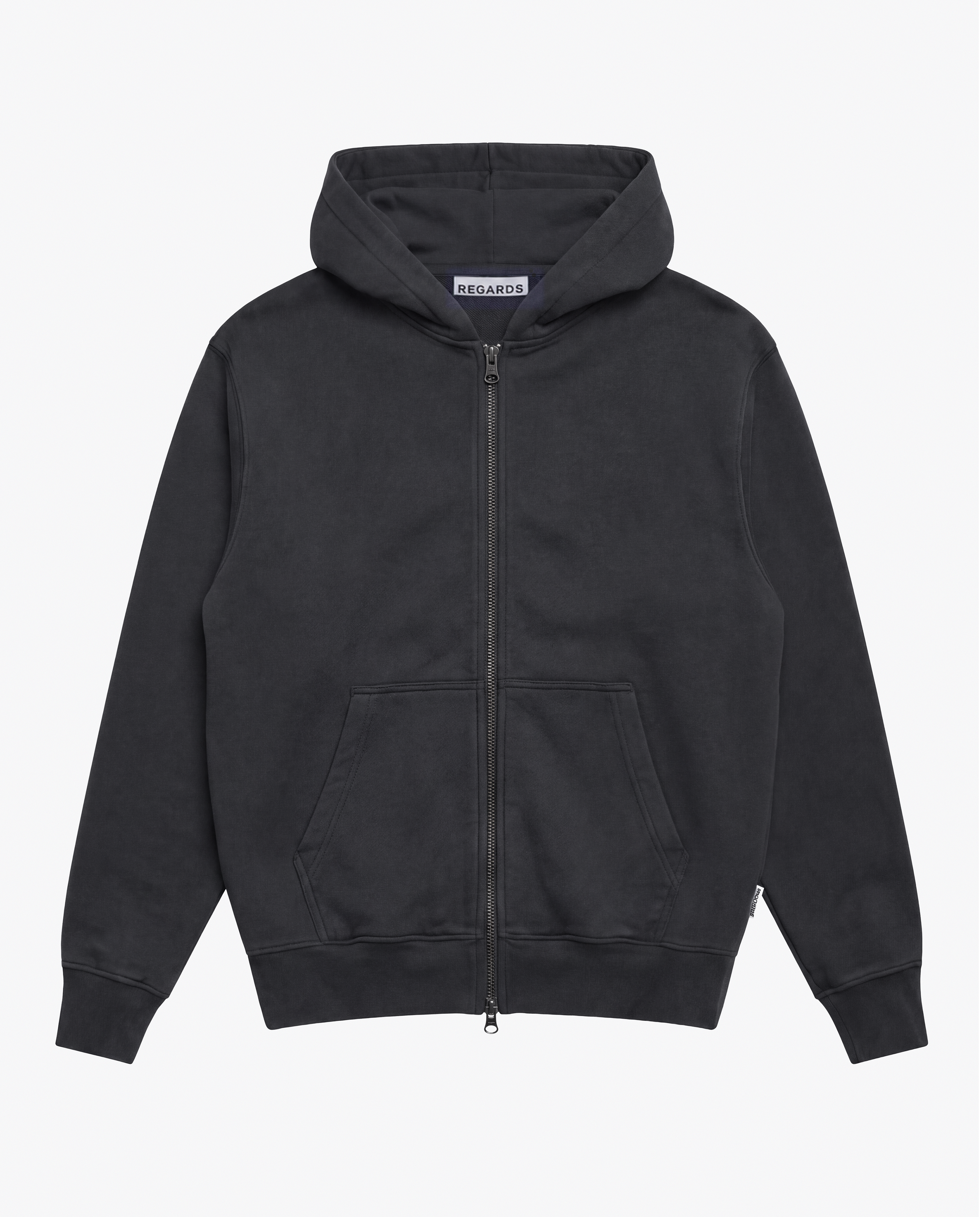 RELAXED LOOPBACK ZIP-HOODIE - BLACK WASHED