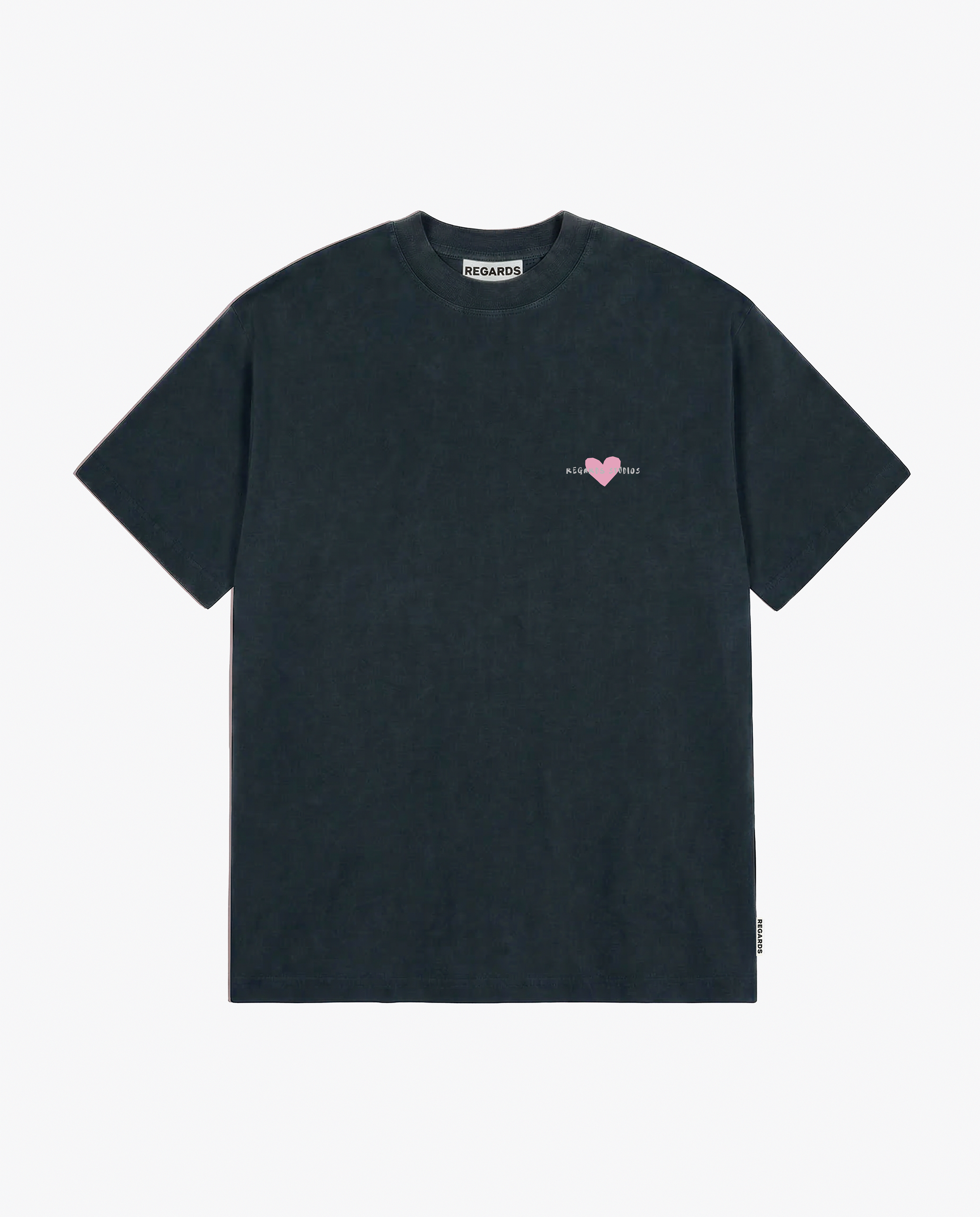 HEART TEE - BLACK WASHED
