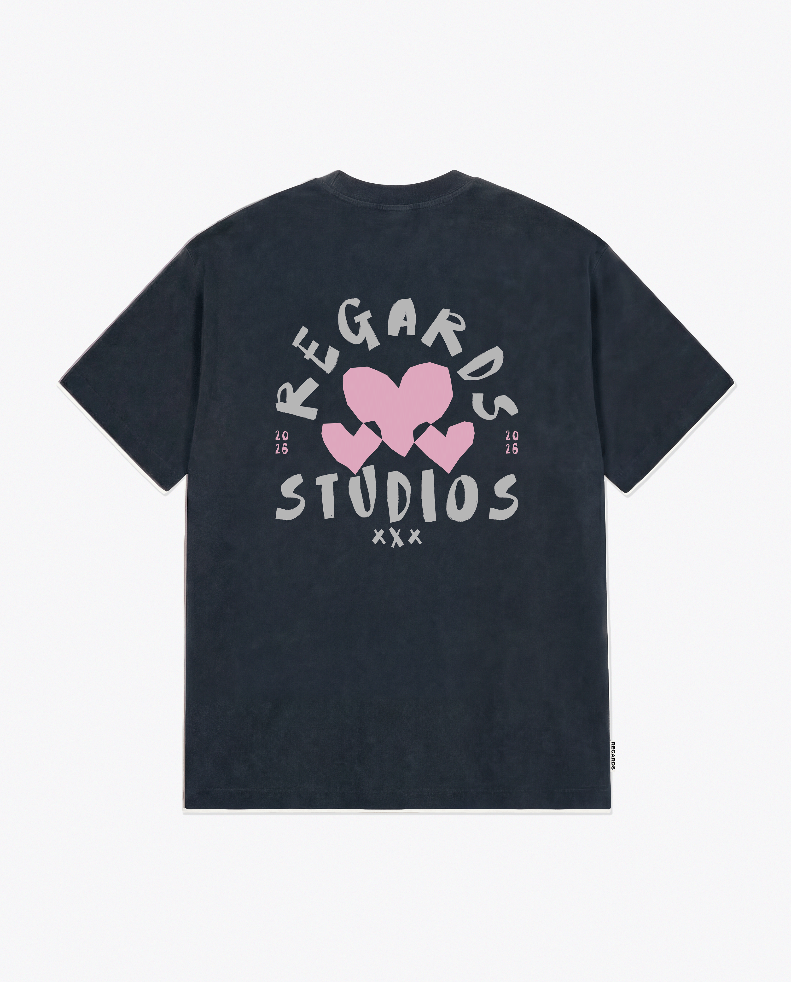 HEART TEE - BLACK WASHED