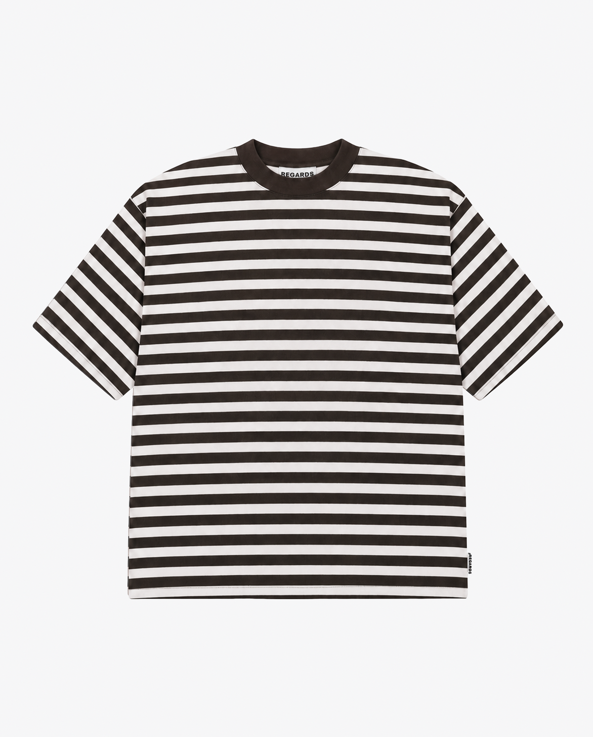 STRIPED OVERSIZE TEE - ESPRESSO/SNOW