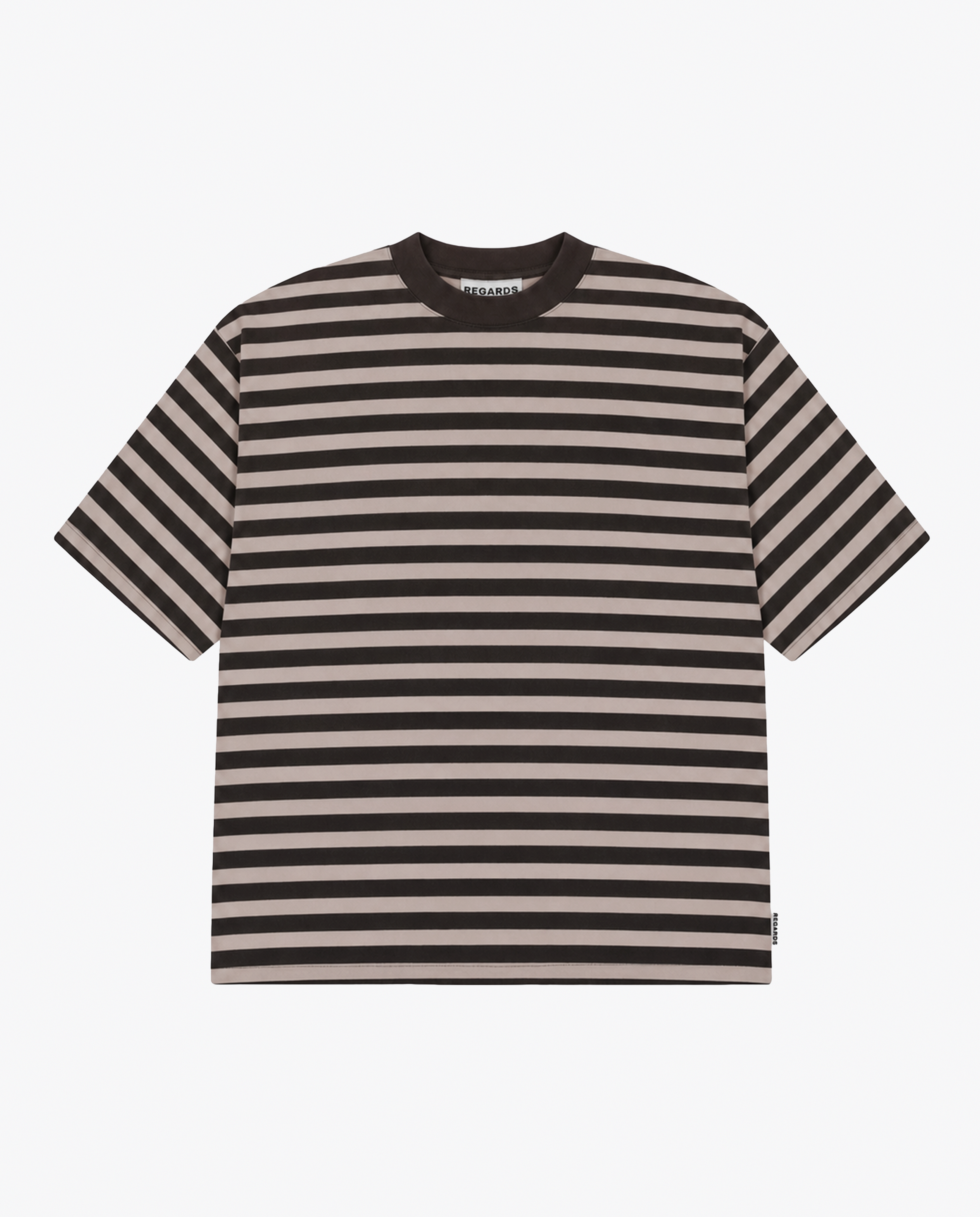 STRIPED OVERSIZE TEE - ESPRESSO/TAUPE