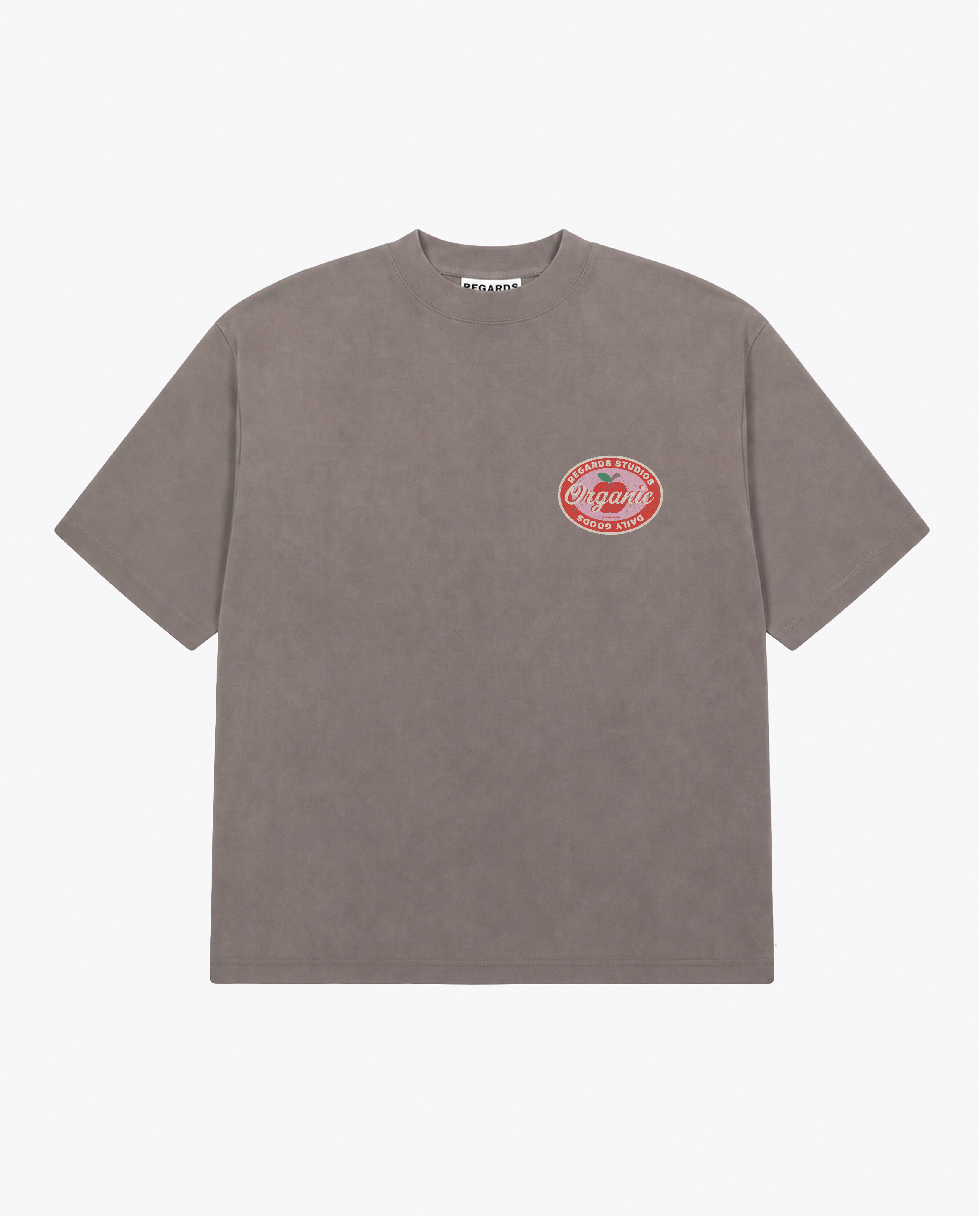 LOGO STICKER TEE - TAUPE WASHED
