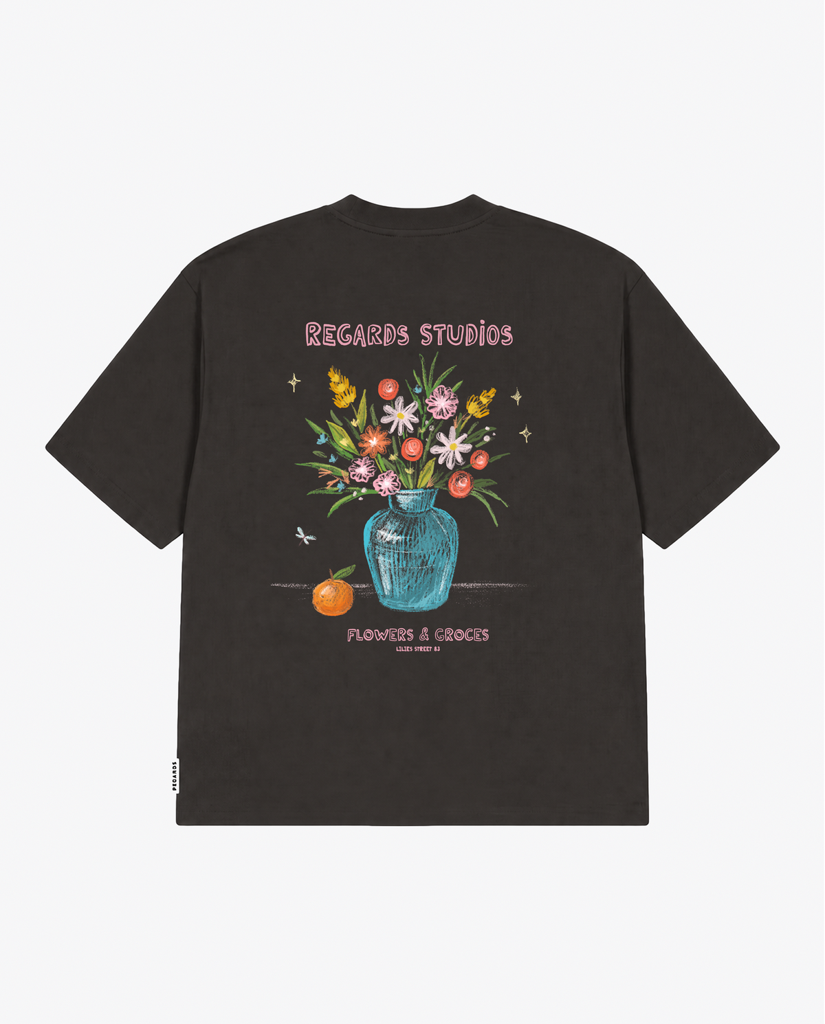 CHALK BOUQUET TEE - ESPRESSO WASHED