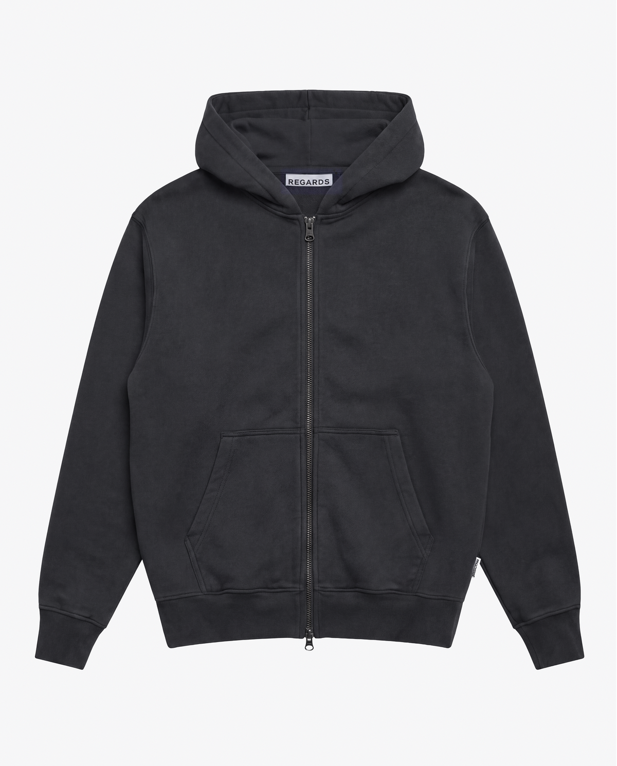 RELAXED LOOPBACK ZIP-HOODIE - BLACK WASHED